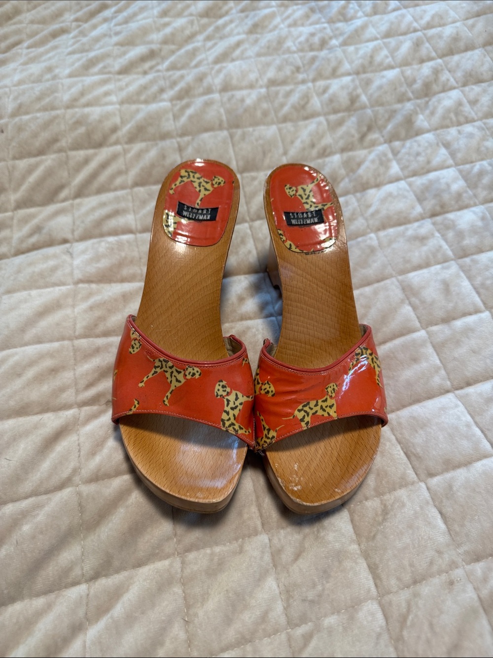 Stuart Weitzman Coral Dalmatian -Print Slide Mules